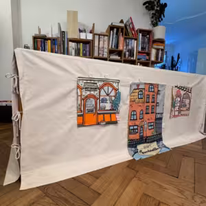 Table tent in beige, boho tent