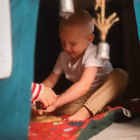 Winter kids fort under the dining table – soft, comfortable play area with matching playmat